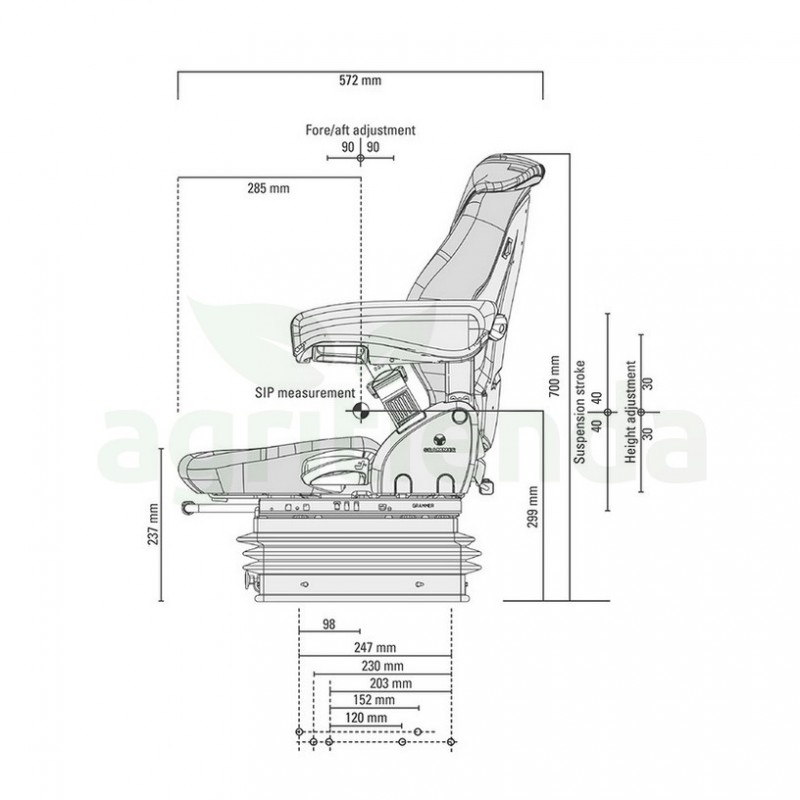 Asiento tractor suspensión neumática Grammer Compacto Confort M -  Suministros Urquiza