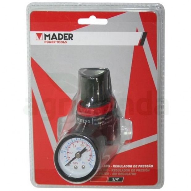 Regulador de presion c/manometro 1/4 mader