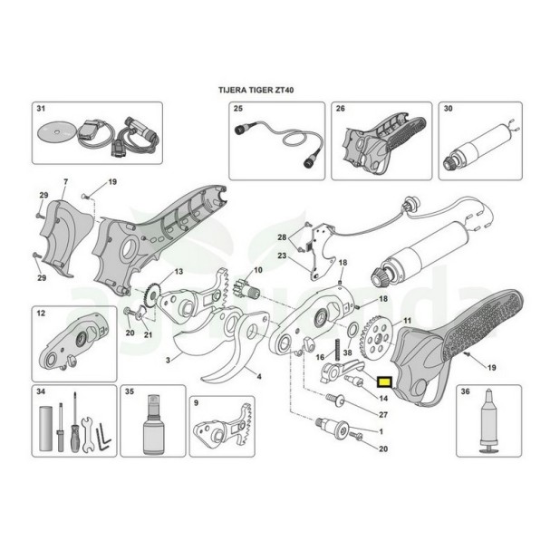 Gatillo tijera de poda electricas zanon zt40