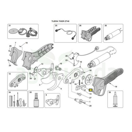 Gatillo tijera de poda electricas zanon zt40