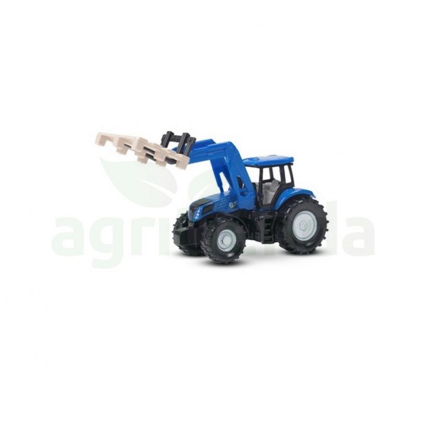 Tractor juguete new holland escala 1:87 serie t8 con pala y horquillas
