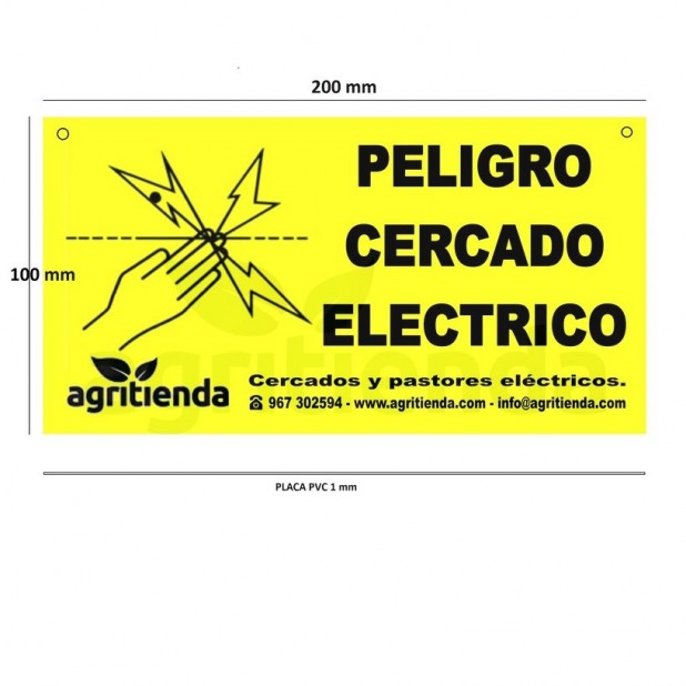 Cartel señalizacion riesgo electrico cercado pastor electrico 100x200