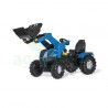Juguete tractor a pedales new holland t7.390 asiento y pedales ajustables c/ pala (niños de 3 a 10 años)