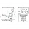 Asiento tractor universal c/apoyabrazos, suspension regulable, c/base inclinable, pvc negro