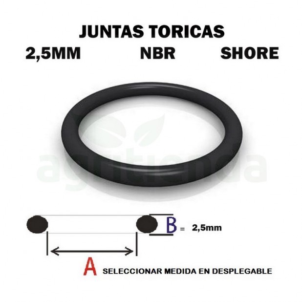 Junta torica nbr 70 shore de 15mm diametro interior x 2.5mm de grosor