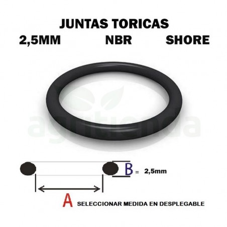 Junta torica nbr 70 shore de 16.5mm diametro interior x 2.5mm de grosor