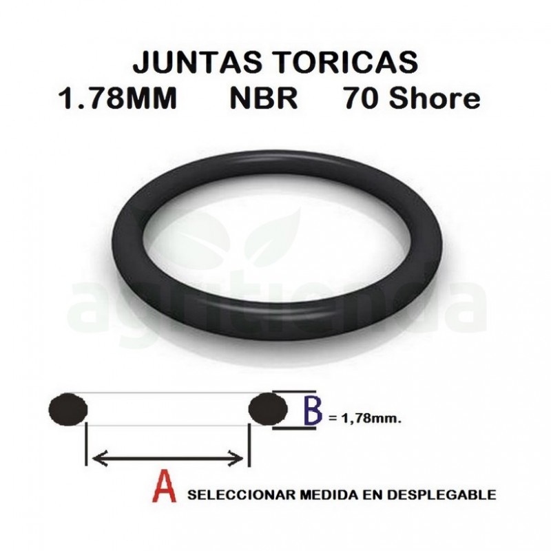 Junta torica nbr 70 shore de 2,57mm diametro interior x 1,78mm de grosor