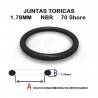 Junta torica nbr 70 shore de 21,95mm diametro interior x 1,78mm de grosor