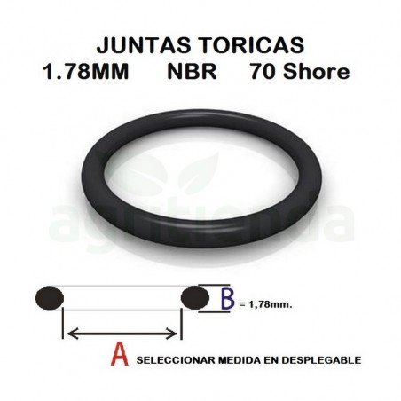 Junta torica nbr 70 shore de 4,76mm diametro interior x 1,78mm de grosor