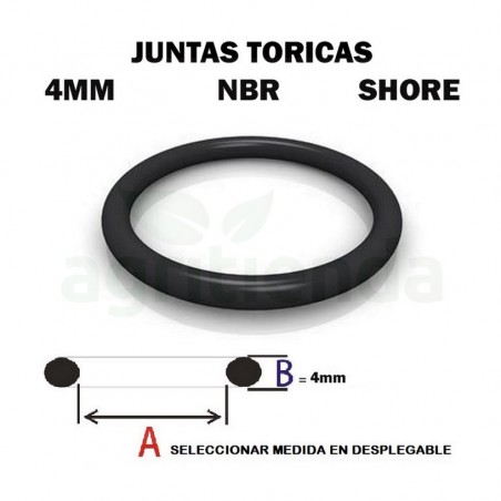 Junta torica nbr 70 shore de 100mm diametro interior x 4mm de grosor