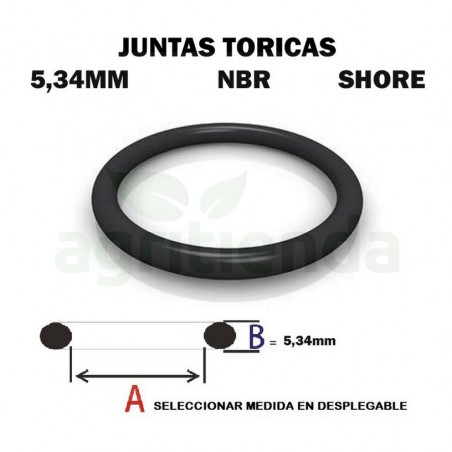 Junta torica nbr 70 shore de 10.46mm diametro interior x 5.34mm de grosor
