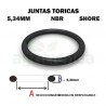 Junta torica nbr 70 shore de 100mm diametro interior x 5.34mm de grosor