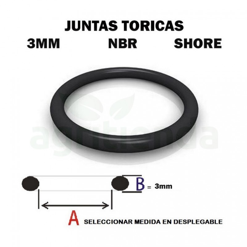 Junta torica nbr 70 shore de 10mm diametro interior x 3mm de grosor