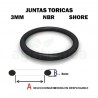 Junta torica nbr 70 shore de 12mm diametro interior x 3mm de grosor