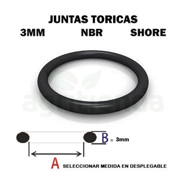 Junta torica nbr 70 shore de 38mm diametro interior x 3mm de grosor